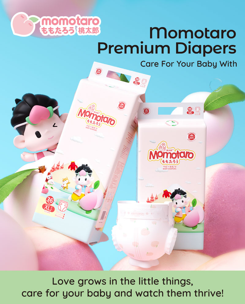 Momotaro Premium Baby Diapers-ناعم فائق ، فائق الامتصاص ، صديق للبشرة